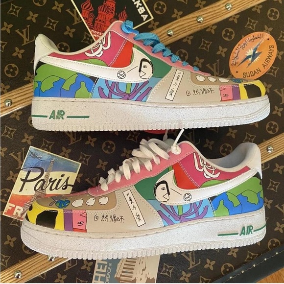 Nike Air Force 1 Low x Ruohan Wang Multi-Color 2020. Flyleather AF1, Men's US 11 - Picture 8 of 8